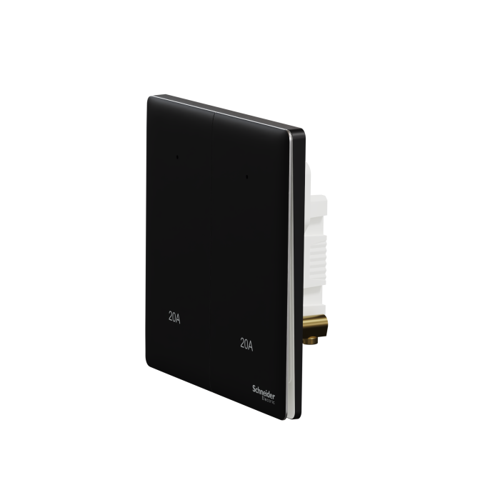 UNICA X 20A 250V~ 2 Gang Double Pole Switch w LED, Jet Black