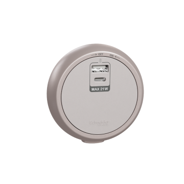 Easy series, USB socket, type A+C, 20W, light brown