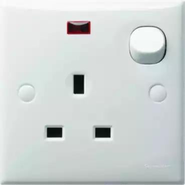 S-Classic 1 Gang Switched Socket Outlet with Neon White