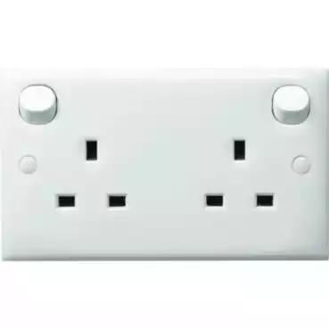 S-Classic 2 Gang Switched Socket Outlet White