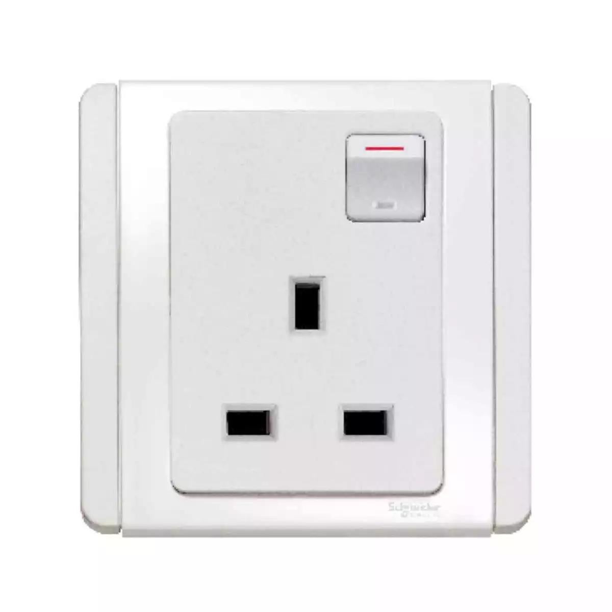 NEO 13A 3 Pin Switched Socket Outlet with White LED White