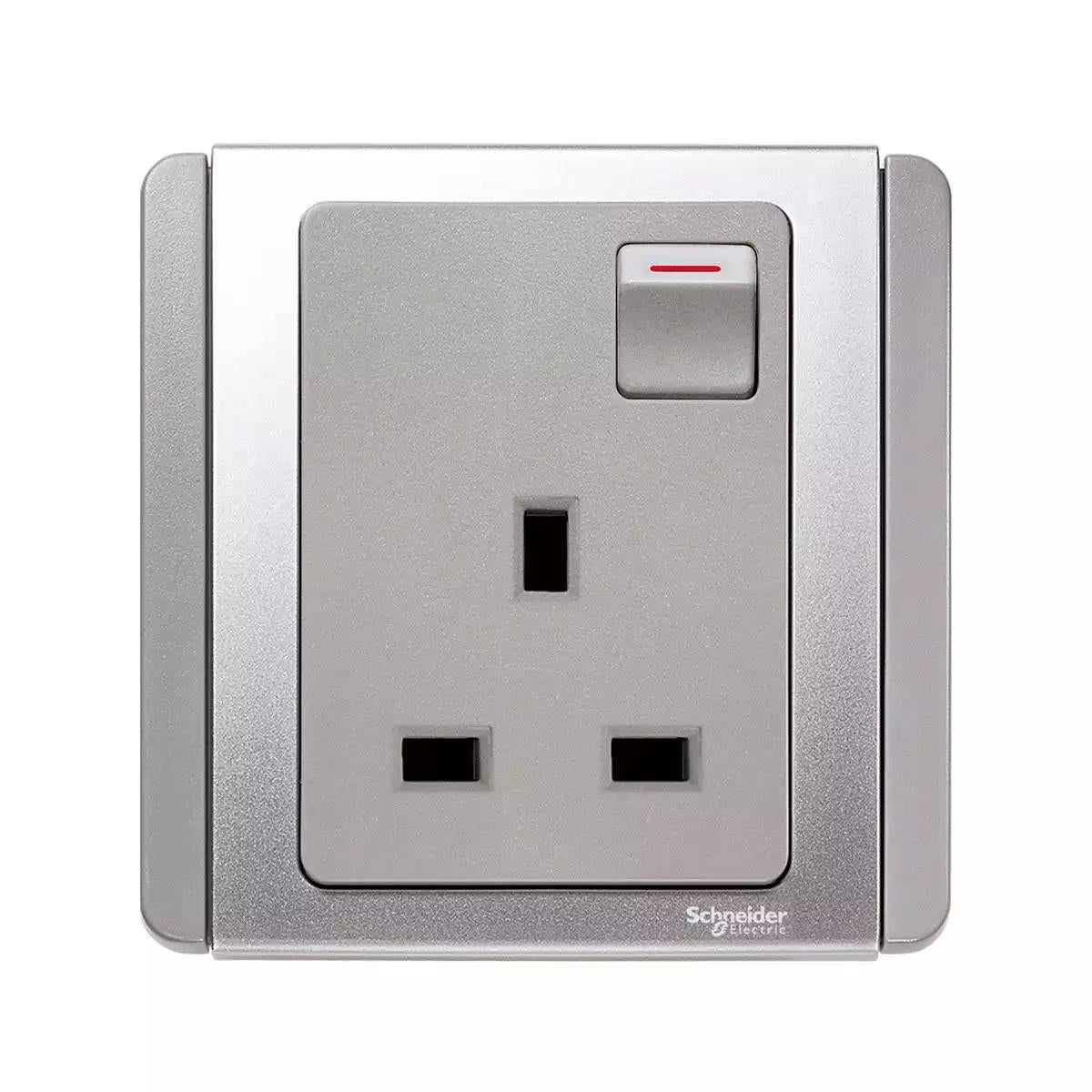NEO 13A 250V SP Switched Socket Grey Silver
