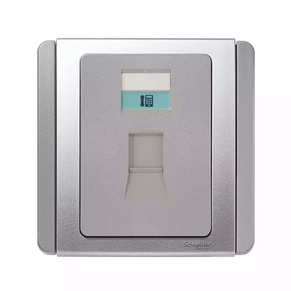 NEO 1 Gang RJ11 4 Pin Telephone Outlet Grey Silver