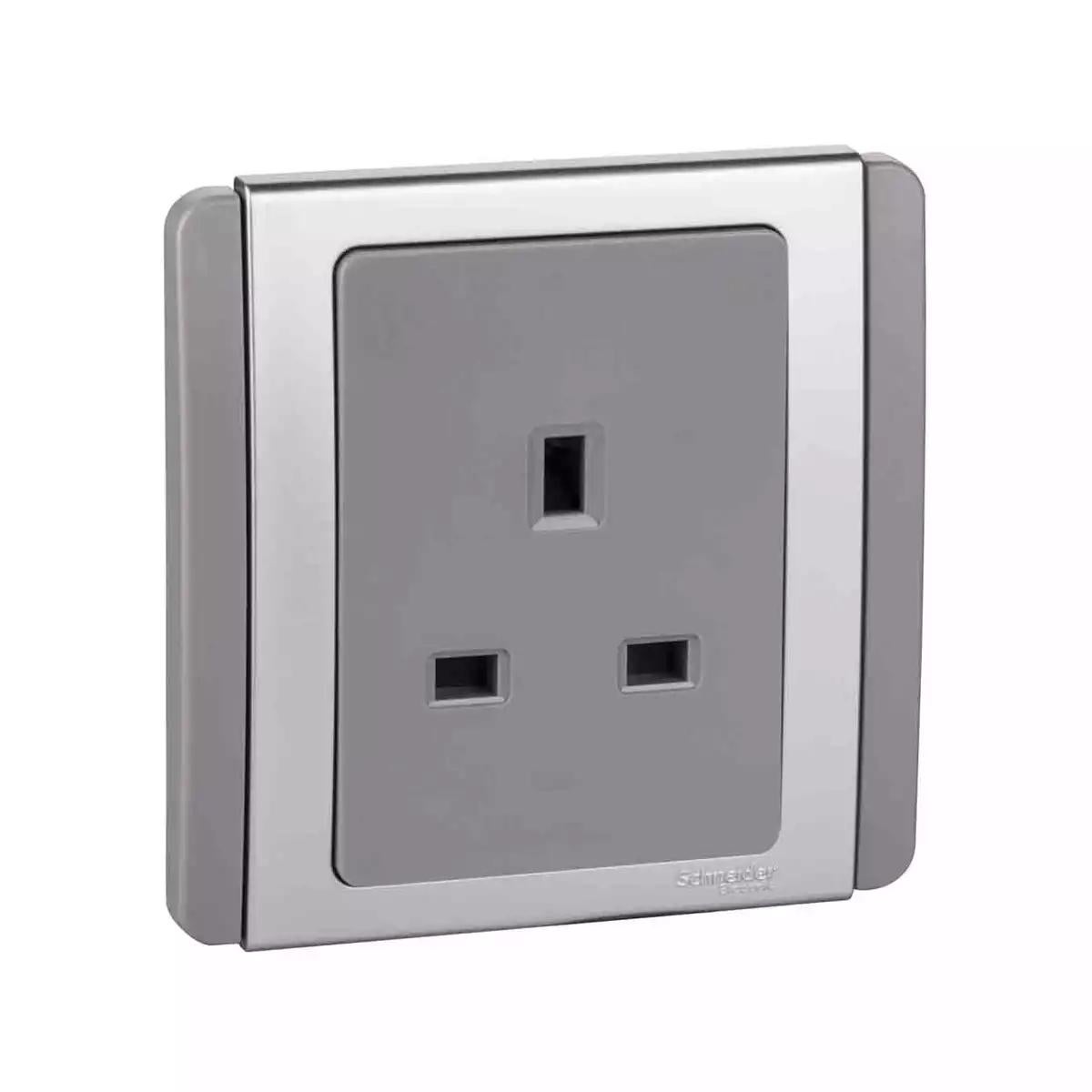 NEO 13A 3 Pin Socket Outlet Grey Silver