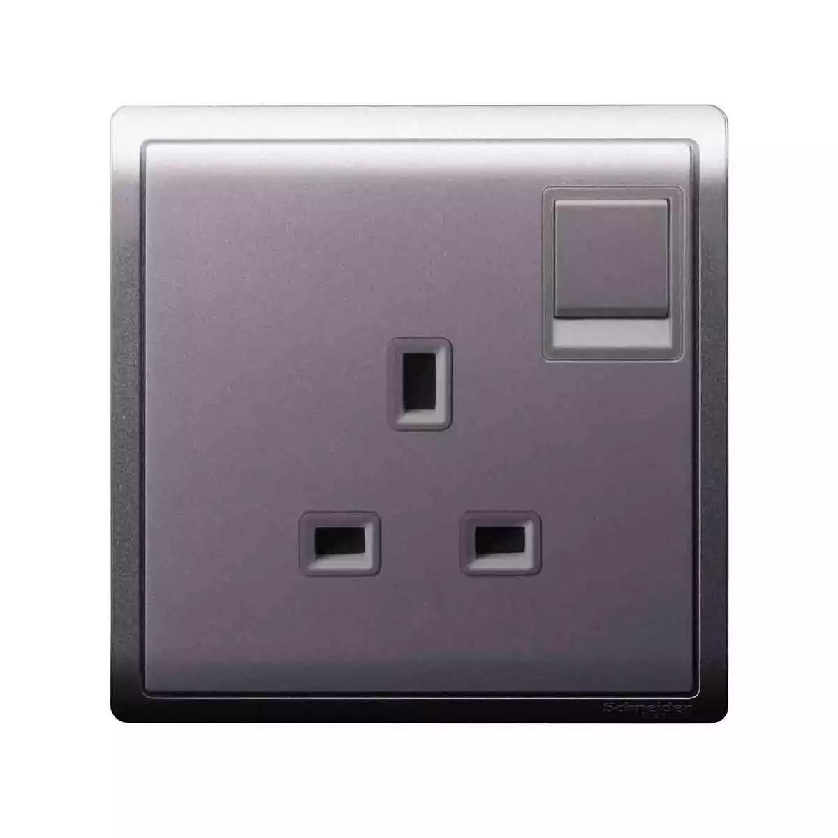Pieno 13A 250V 1 Gang Switched Socket Lavender Silver