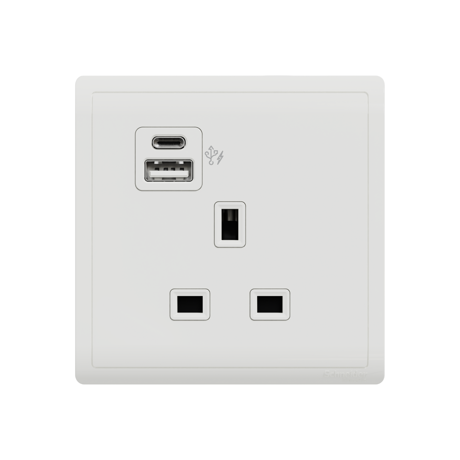 PIENO 13A 1 Gang Socket with 2 Gang USB Fast Charger Socket Type A+C, White
