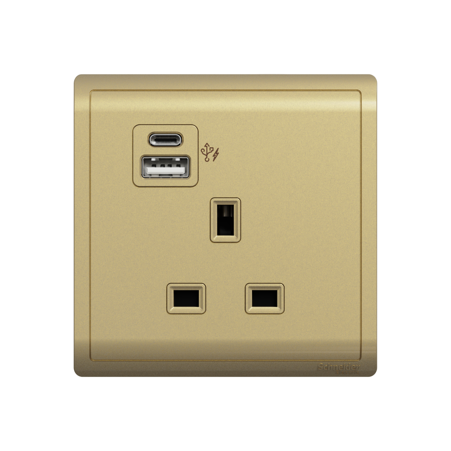 PIENO 13A 1 Gang Socket with 2 Gang USB Fast Charger Socket Type A+C, Wine Gold