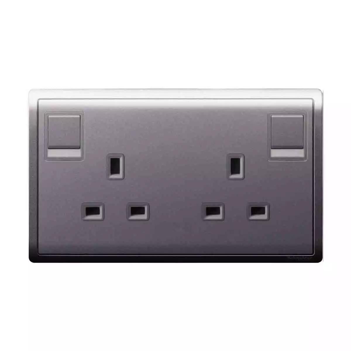 Pieno 13A 250V Twin Switched Socket Lavender Silver