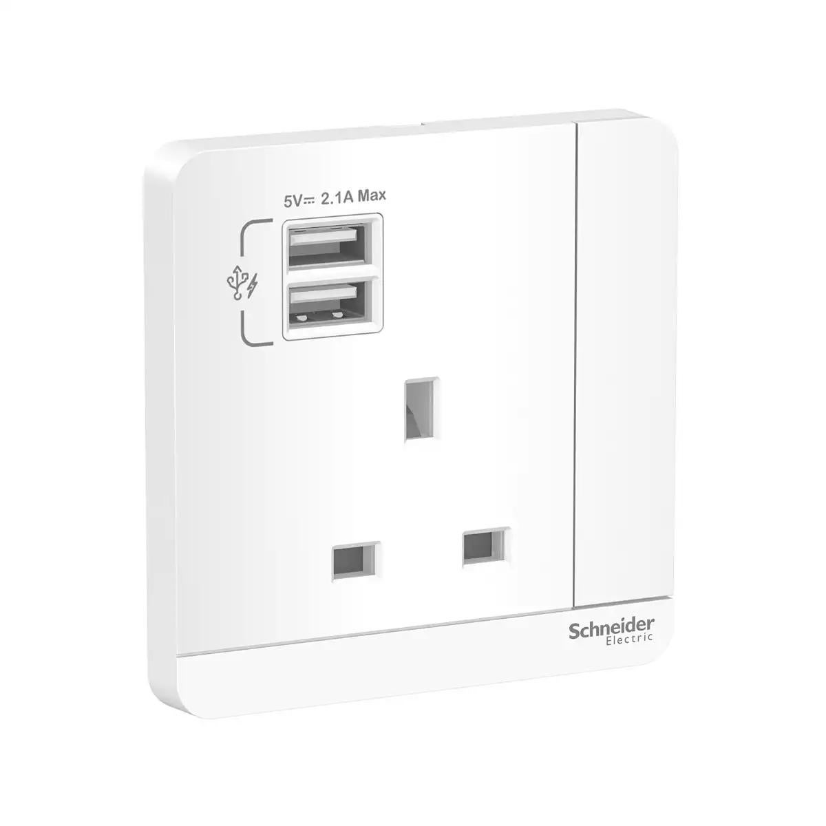 AvatarOn 2 USB Charger + Switched Socket 3P 13A White