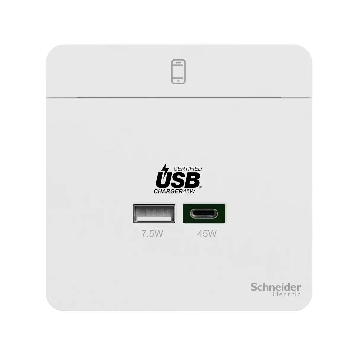 AvatarOn USB Charger Type A+C, 45 W, White
