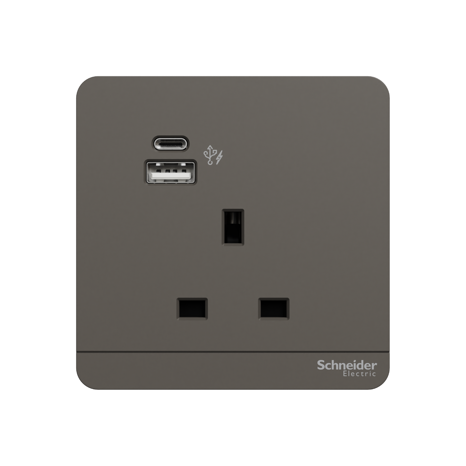AvatarOn 13A 1 Gang Socket with 2 Gang USB Fast Charger Socket Type A+C, Dark Grey