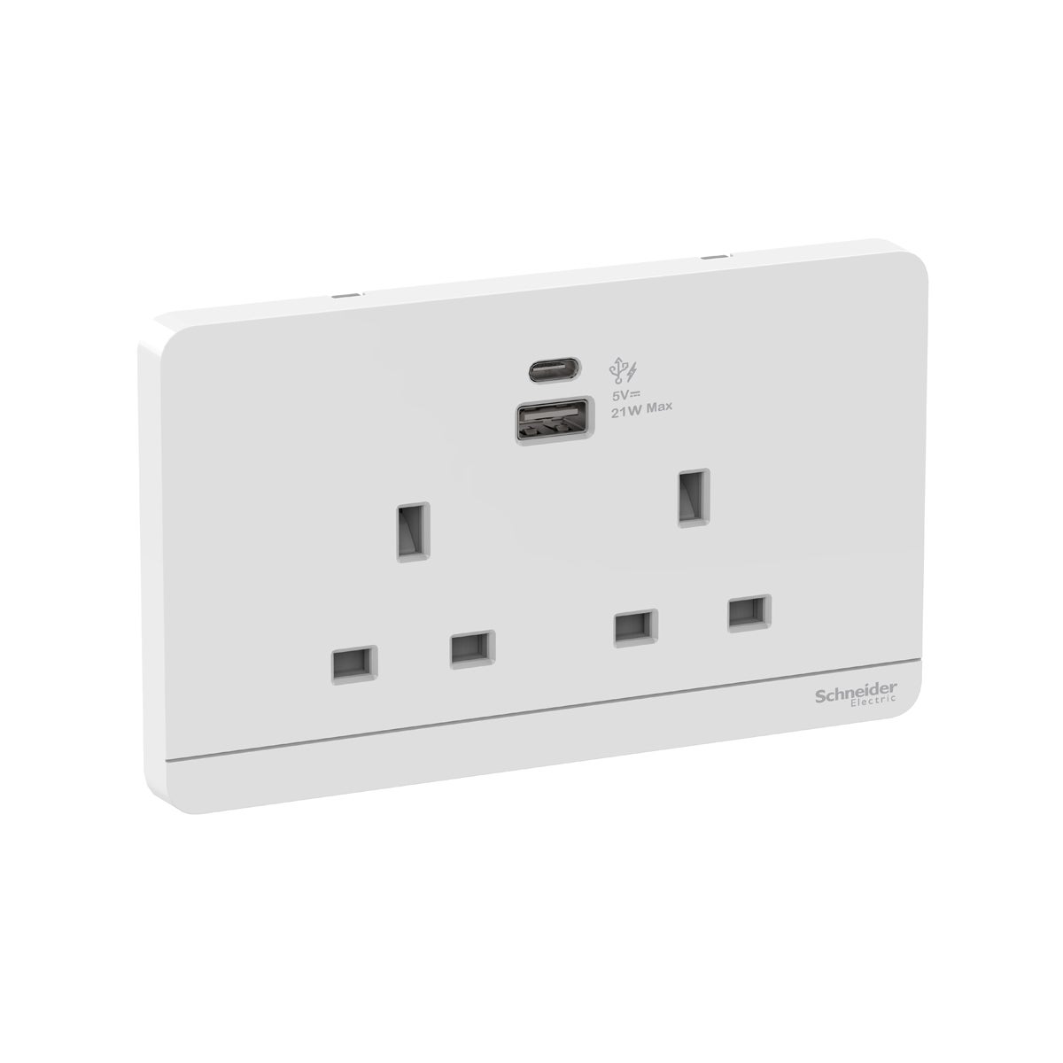 AvatarOn 13A 2 Gang Socket with 2 Gang USB Fast Charger Socket Type A+C, White