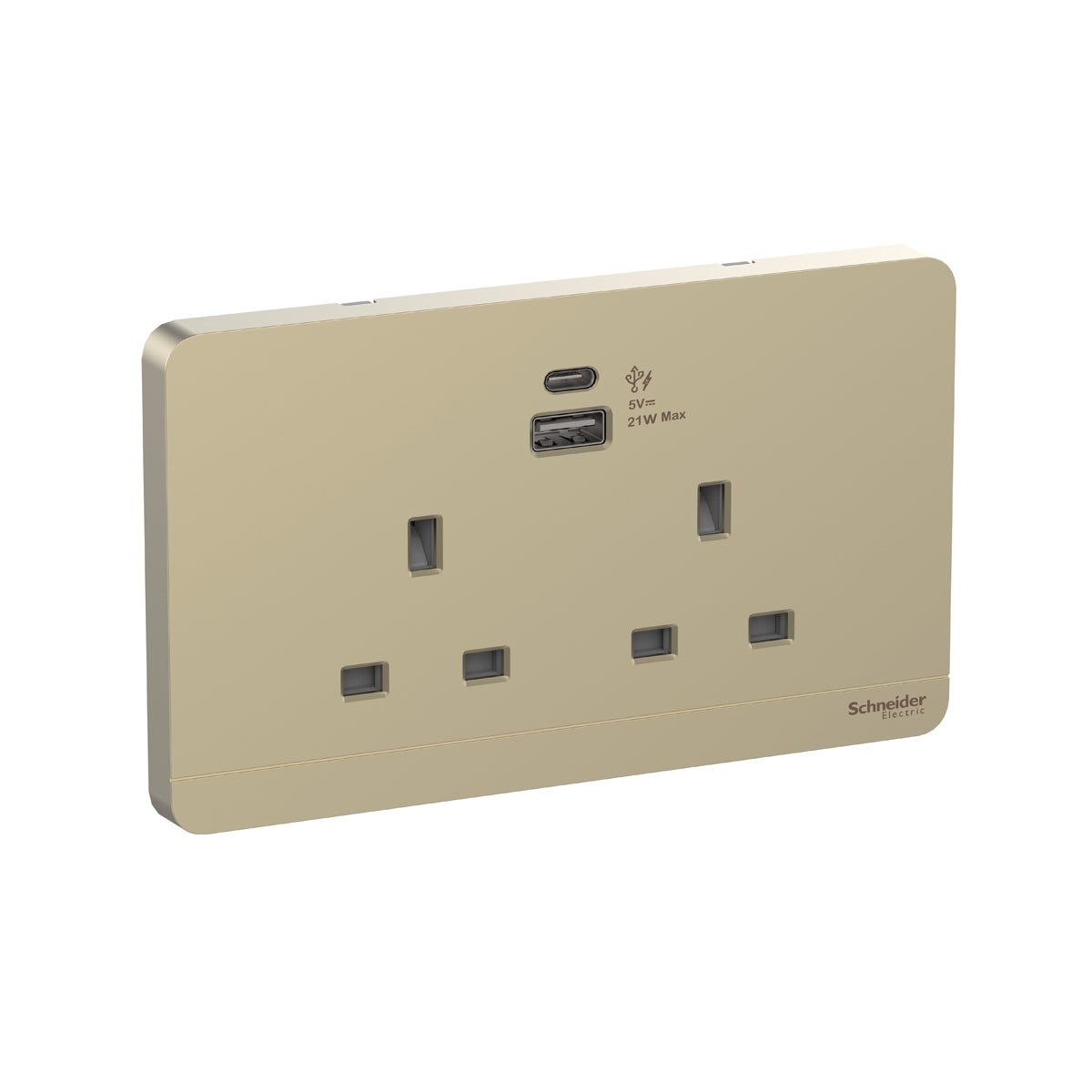 AvatarOn 13A 2 Gang Socket with 2 Gang USB Fast Charger Socket Type A+C, Wine Gold
