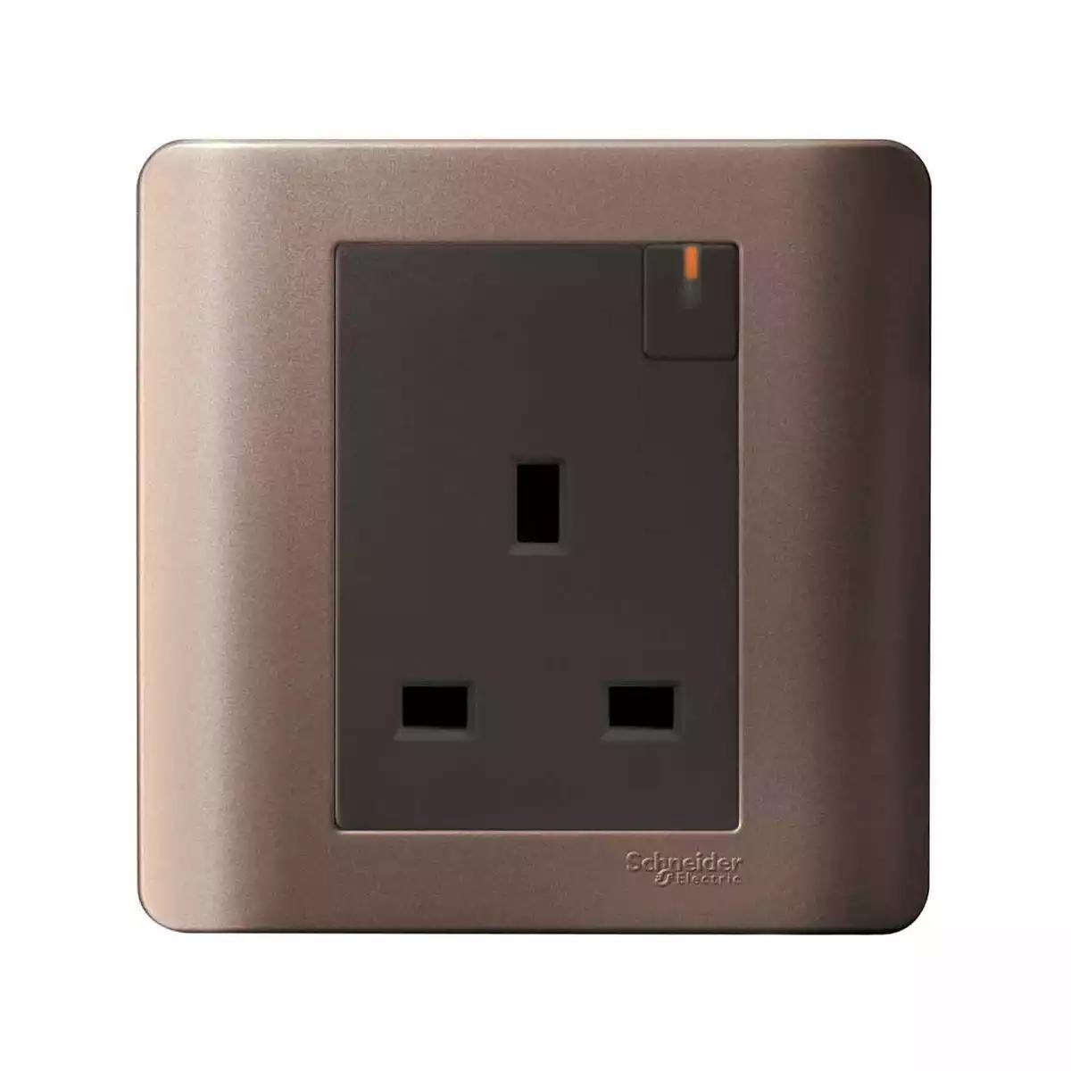 ZENcelo 13A 1 Gang Switched Socket with Ondicator Silver Bronze