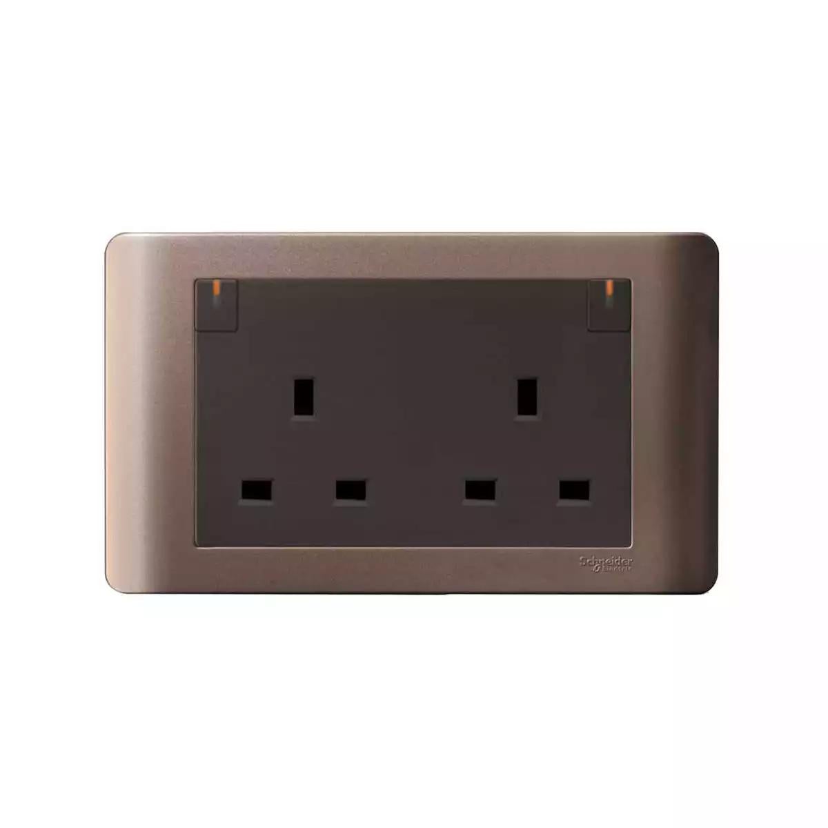 ZENcelo 13A Twin Switched Socket with Ondicator Silver Bronze