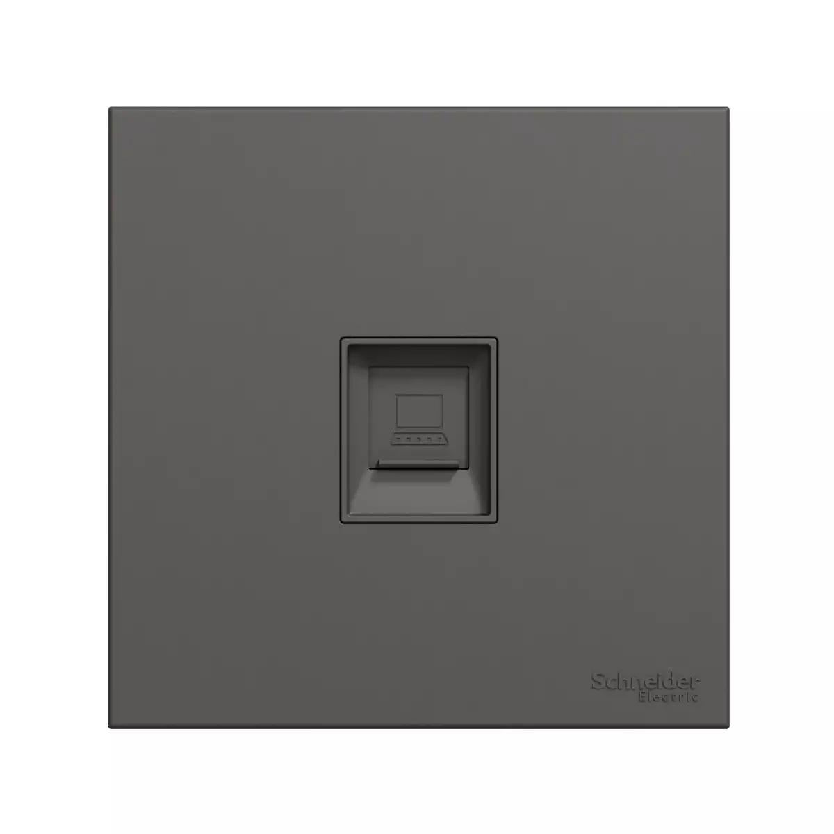 AvatarOn C Data socket, RJ45, Cat 5e, 1 gang, keystone on shuttered wall plate, Dark Grey