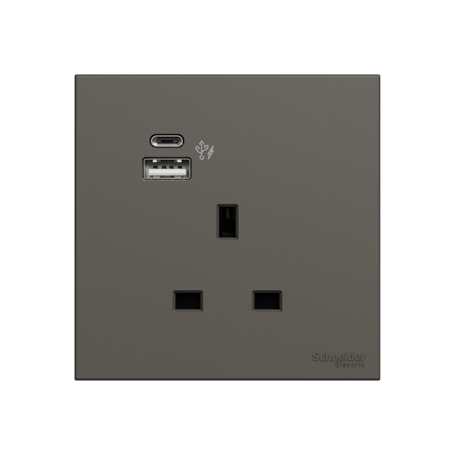 AvatarOn C 13A 1 Gang Socket with 2 Gang USB Fast Charger Socket Type A+C, Dark Grey