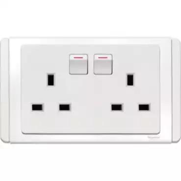 NEO 13A Twin 3 Pin Switched Socket Outlet White