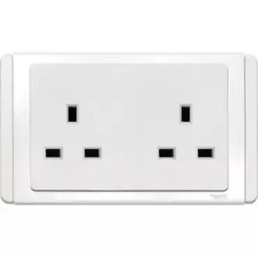 NEO 13A Twin 3 Pin Socket Outlet White