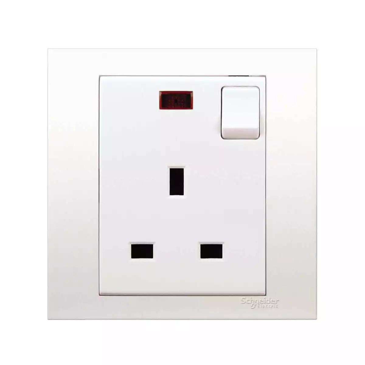 Vivace 13A 250V 1 Gang Switched Socket with Neon White