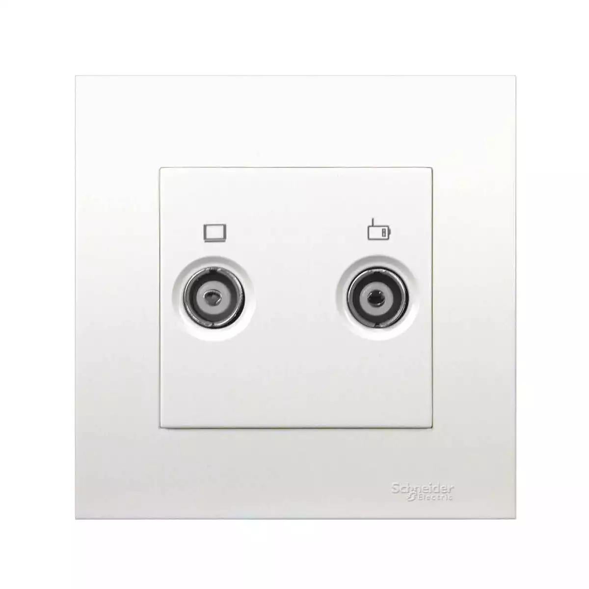 Vivace 2 Gang TV and FM Outlet White